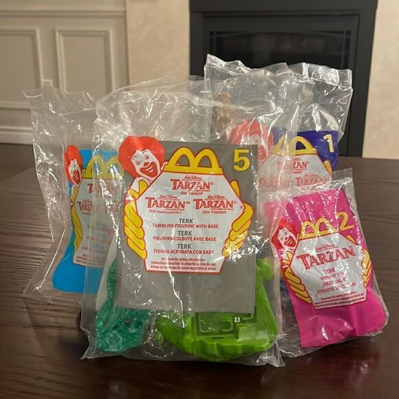 Lot of 4 Walt Disney Tarzan on Video McDonalds Happy Meal Toys NWT Sealed in Pkg - Picture 1 of 9